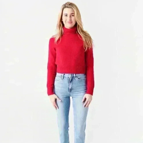 NEW RE/DONE 60s Slim Red Turtle Neck Sweater Large - Picture 4 of 9